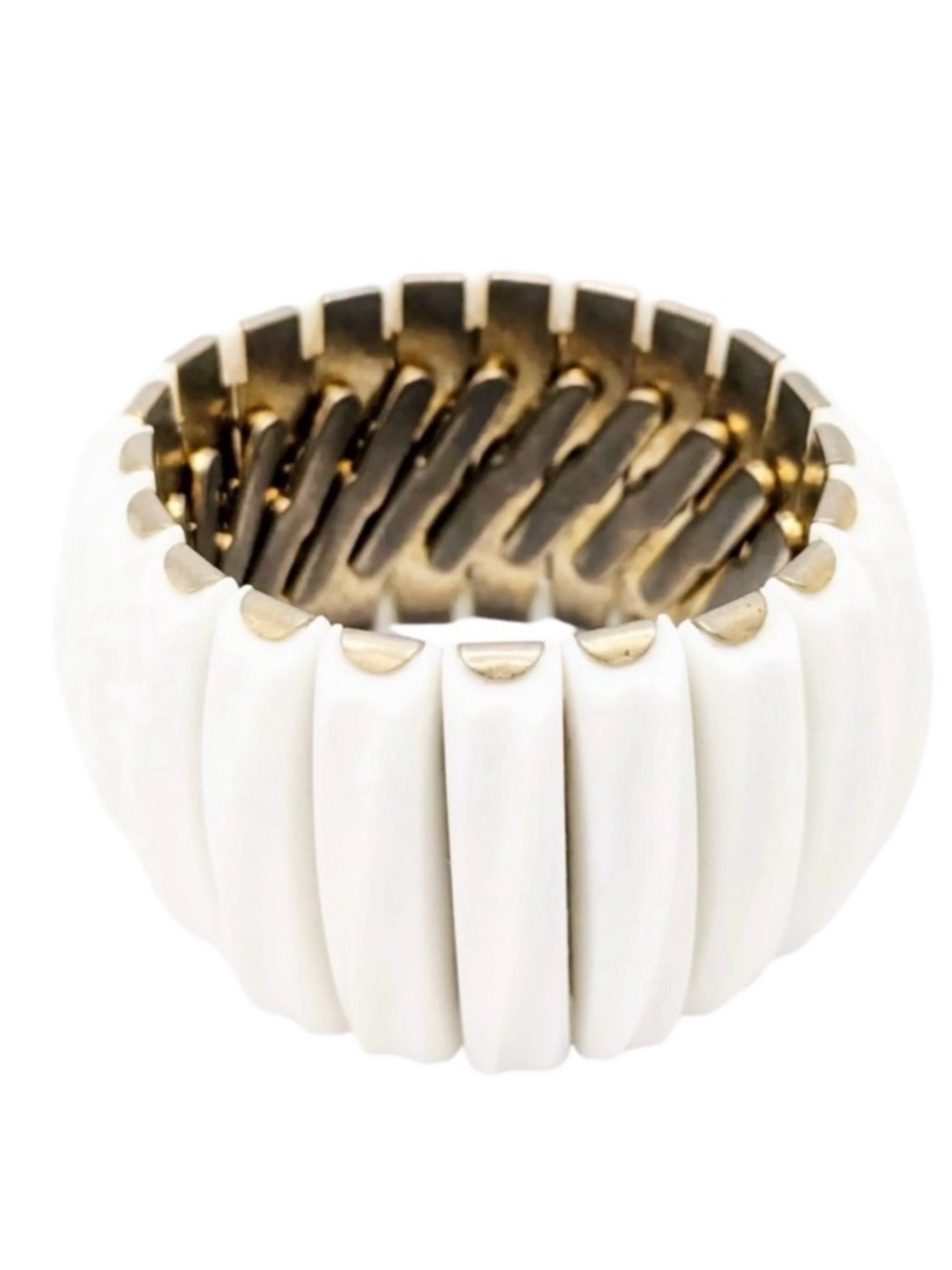 Vintage Léru White Lucite Expandable Bracelet Cuff
